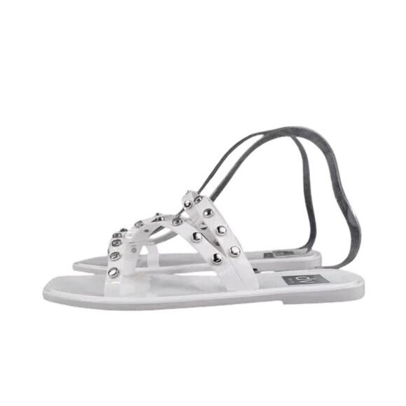 Dolce Vita Shoes Womens 6 Sandals Jelly Slides Casual Stud Flats White Shelly - Picture 6 of 12
